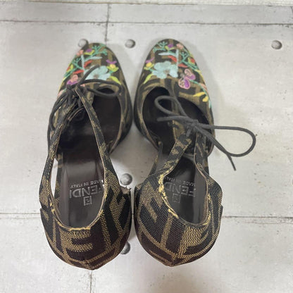 FENDI Shoes Pumps Heel FF Zucca EU 36.5 US 6.5 Multicolor Authentic