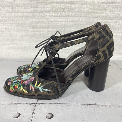 FENDI Shoes Pumps Heel FF Zucca EU 36.5 US 6.5 Multicolor Authentic