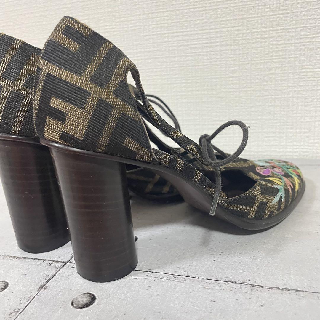 FENDI Shoes Pumps Heel FF Zucca EU 36.5 US 6.5 Multicolor Authentic