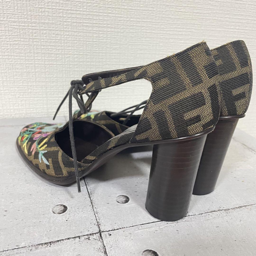 FENDI Shoes Pumps Heel FF Zucca EU 36.5 US 6.5 Multicolor Authentic