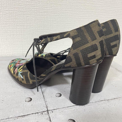 FENDI Shoes Pumps Heel FF Zucca EU 36.5 US 6.5 Multicolor Authentic