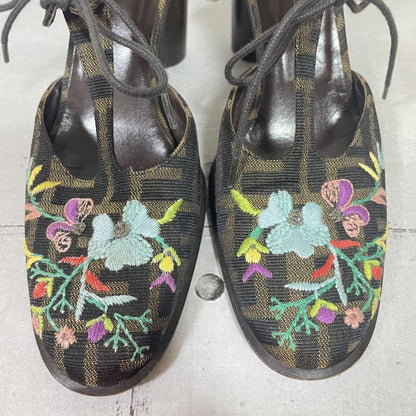 FENDI Shoes Pumps Heel FF Zucca EU 36.5 US 6.5 Multicolor Authentic