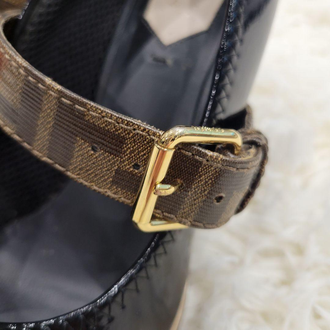 FENDI Shoes Pumps Heel FF Zucca EU 38 US 8 Black Authentic