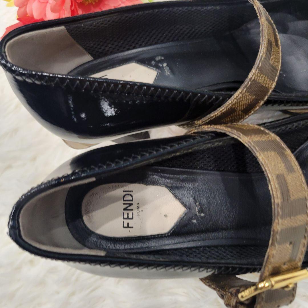 FENDI Shoes Pumps Heel FF Zucca EU 38 US 8 Black Authentic