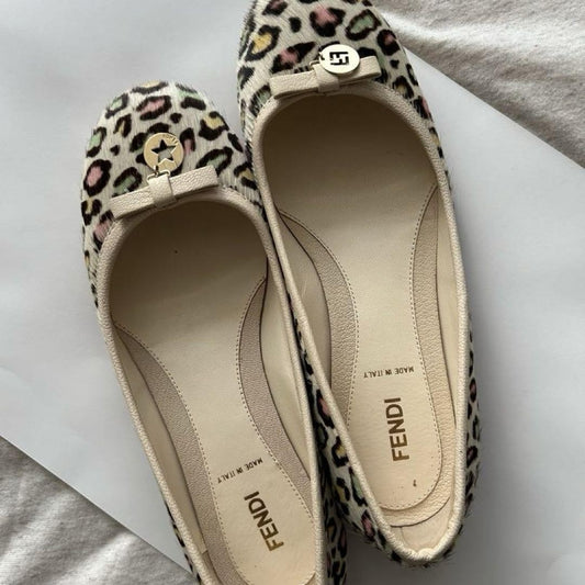 FENDI Shoes Pumps Ballet flat shoes EU 35 US 5 Leopard Authentic