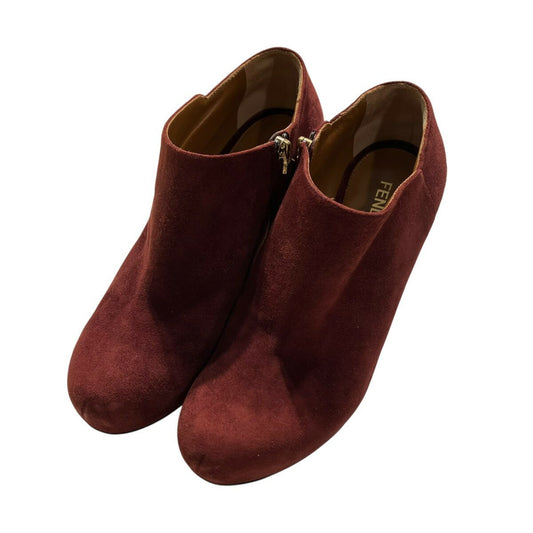 FENDI Short Bootie Boots Shoes EU 36.5 US 6.5 Wine Red Authentic