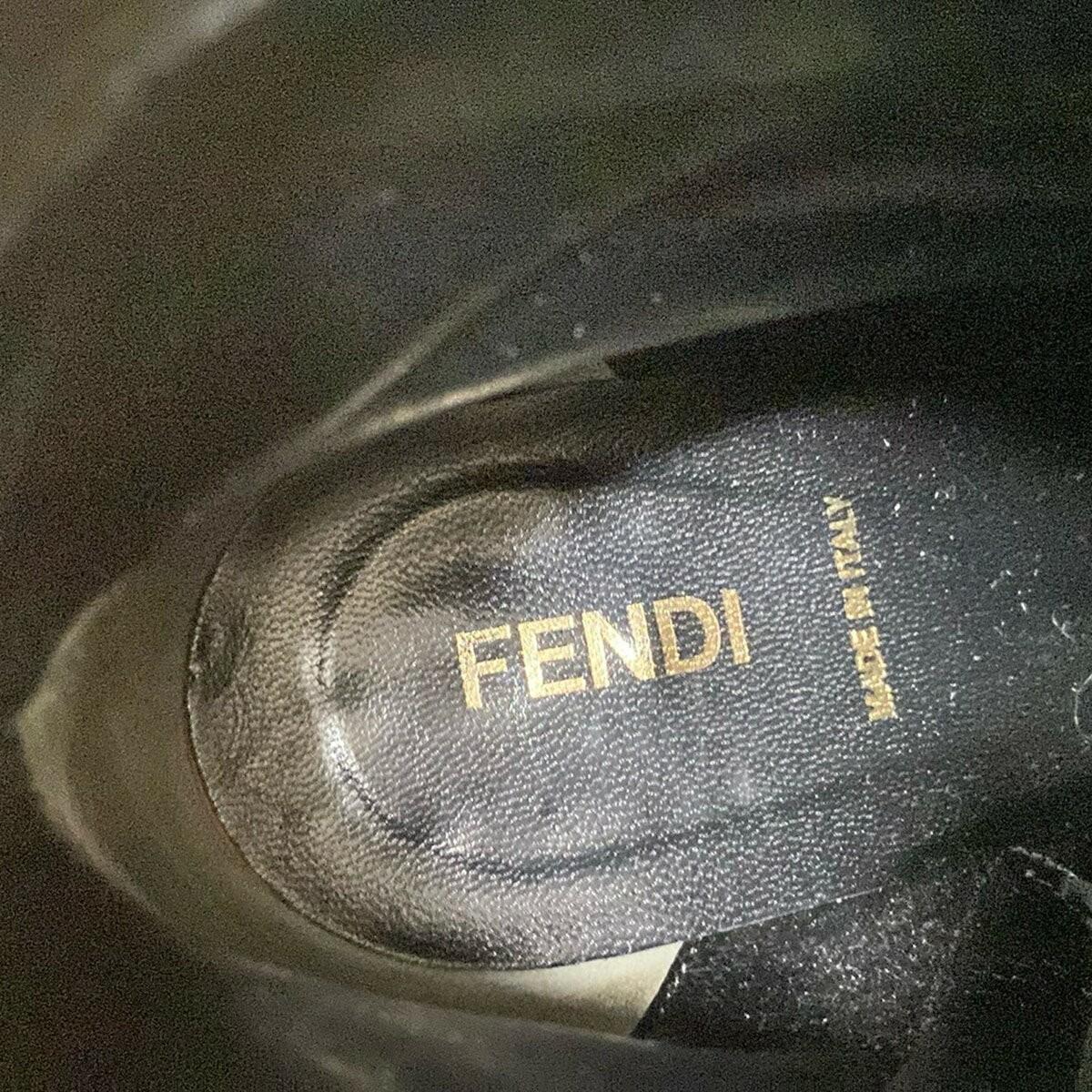 FENDI Short Boots Shoes EU 37 US 7 Suede Black Gold Authentic
