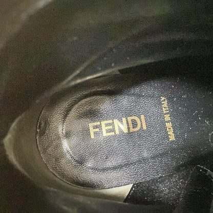 FENDI Short Boots Shoes EU 37 US 7 Suede Black Gold Authentic