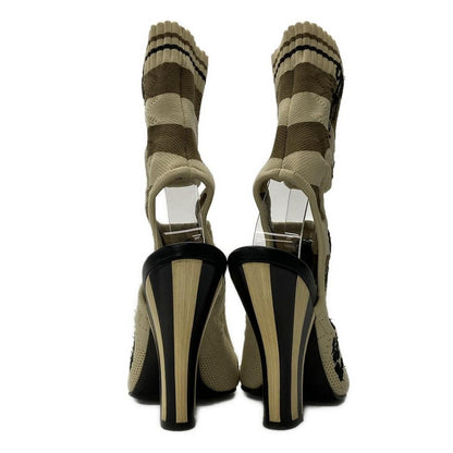 FENDI Sandals Shoes EU 37 US 7 Beige Black Authentic