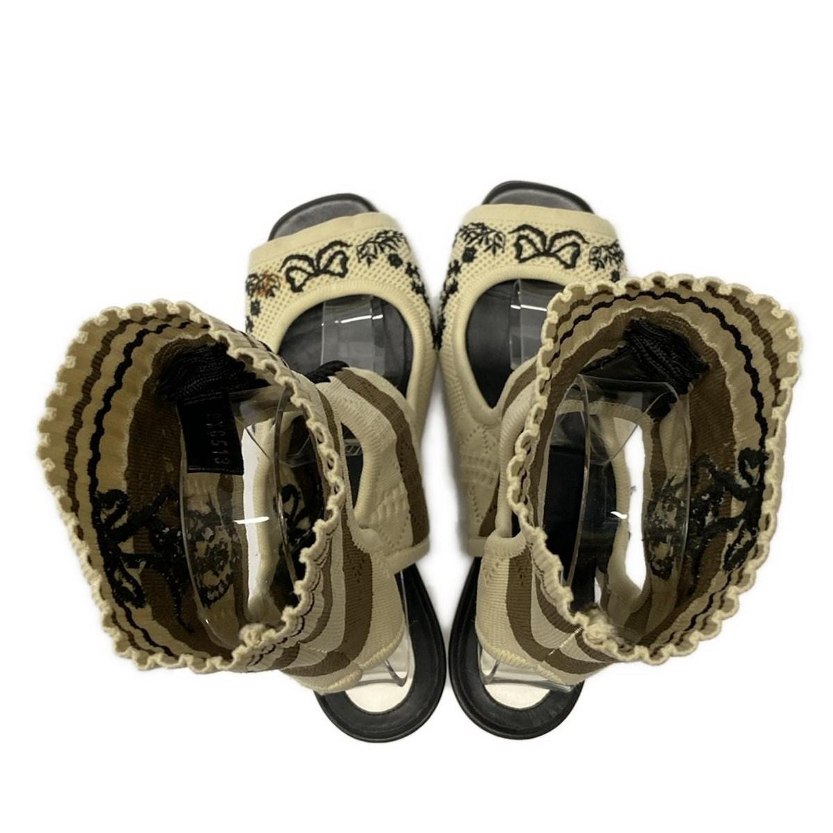 FENDI Sandals Shoes EU 37 US 7 Beige Black Authentic