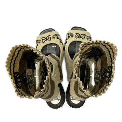 FENDI Sandals Shoes EU 37 US 7 Beige Black Authentic