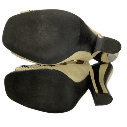 FENDI Sandals Shoes EU 37 US 7 Beige Black Authentic