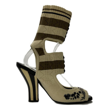 FENDI Sandals Shoes EU 37 US 7 Beige Black Authentic