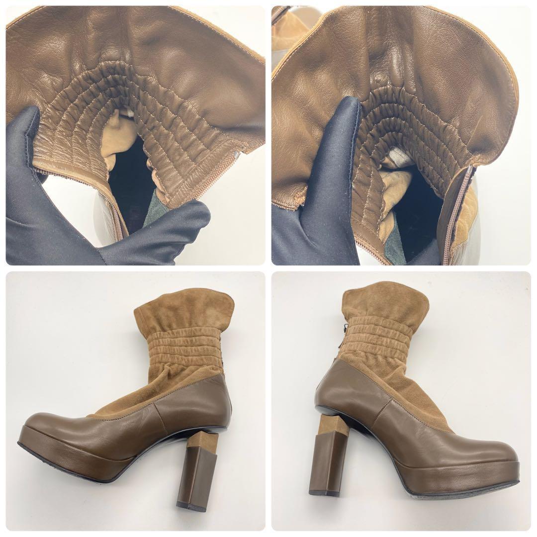 FENDI Short Boots Shoes EU 36.5 US 6.5 Suede Leather Brown Authentic