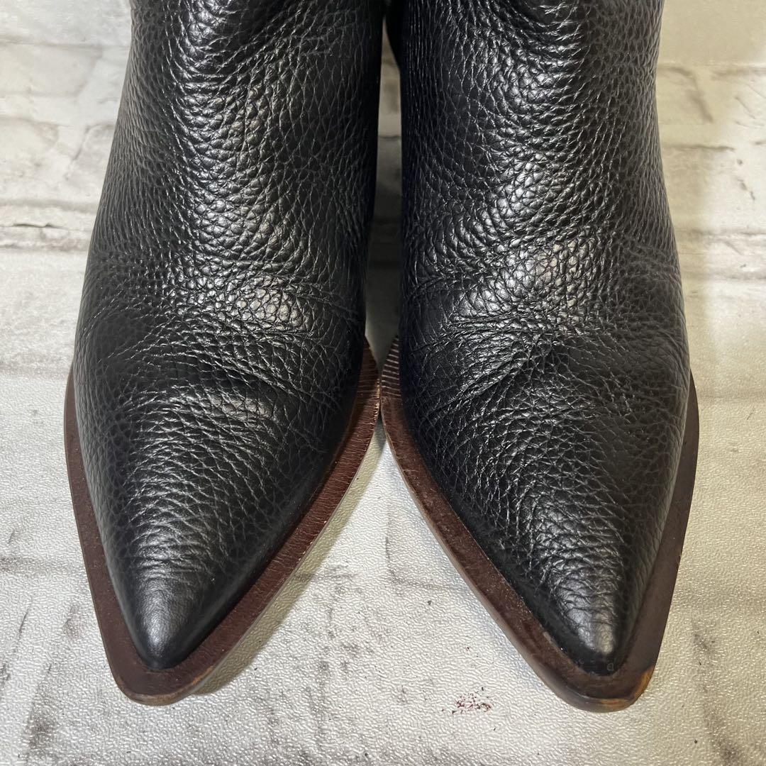 FENDI Long Boots Shoes EU 37 US 7 Leather Black Authentic