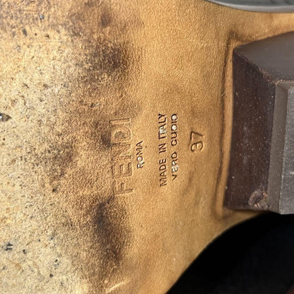 FENDI Long Boots Shoes EU 37 US 7 Leather Black Authentic