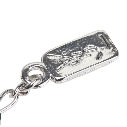 Saint Laurent Necklace Pendant YSL Cassandra Metal Rhinestone Silver Authentic