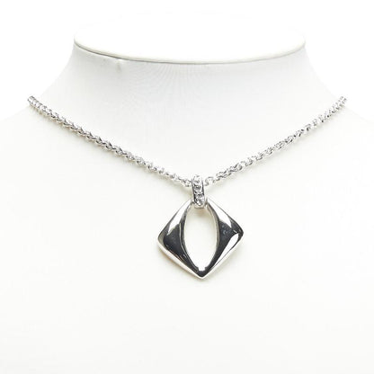 Saint Laurent Necklace Pendant YSL Cassandra Metal Rhinestone Silver Authentic