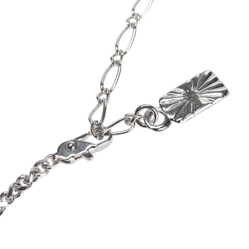 Saint Laurent Necklace Pendant YSL Cassandra Metal Rhinestone Silver Authentic