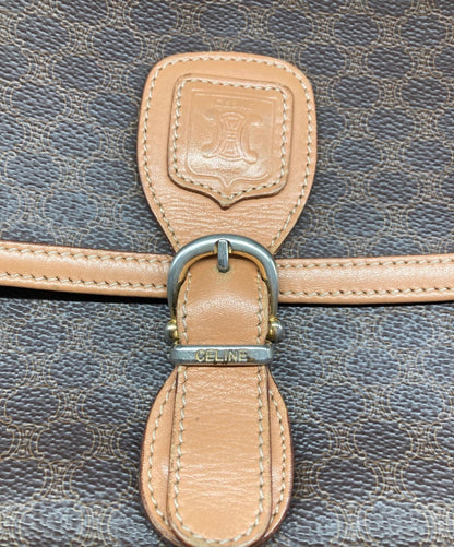 CELINE Shoulder Bag Purse Macadam Brown Authentic