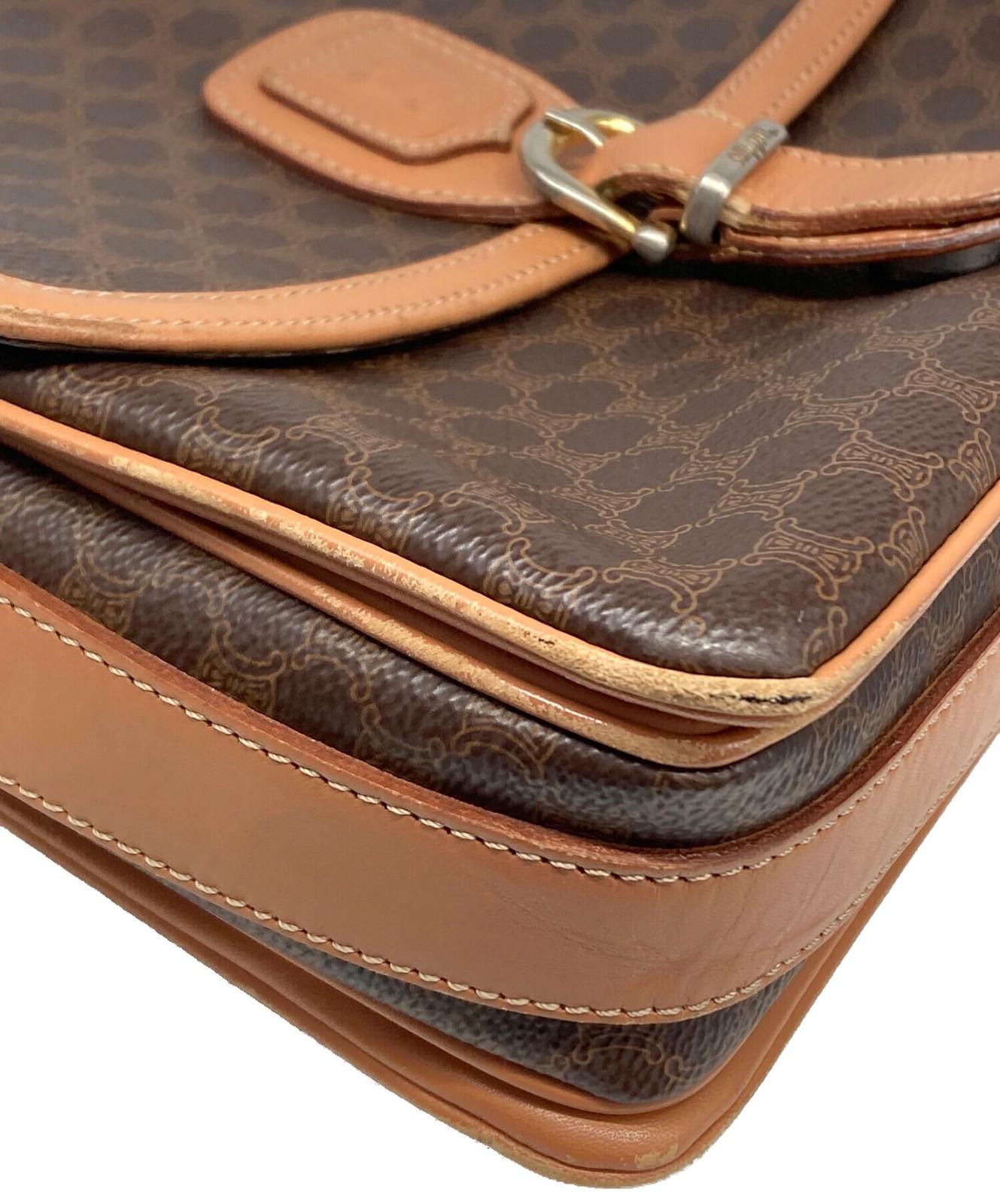 CELINE Shoulder Bag Purse Macadam Brown Authentic