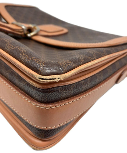 CELINE Shoulder Bag Purse Macadam Brown Authentic