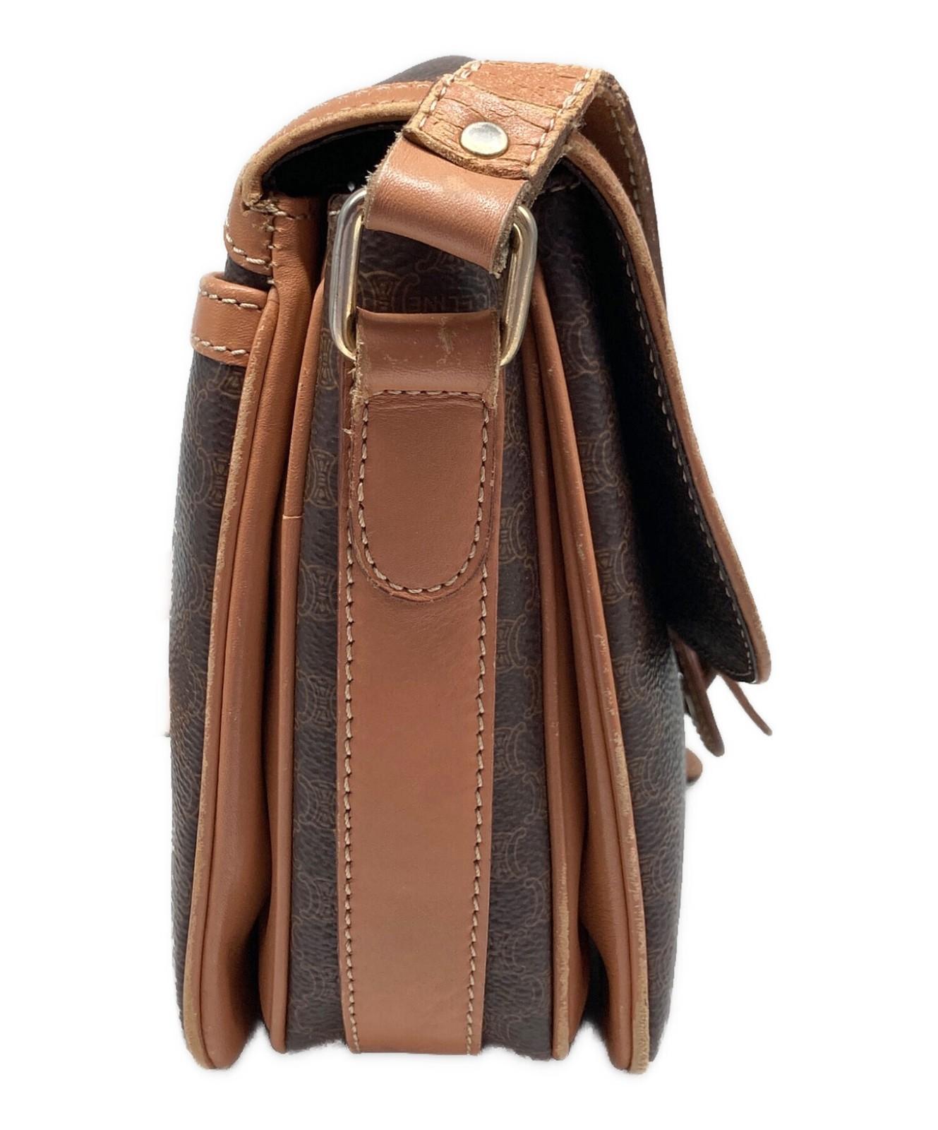 CELINE Shoulder Bag Purse Macadam Brown Authentic