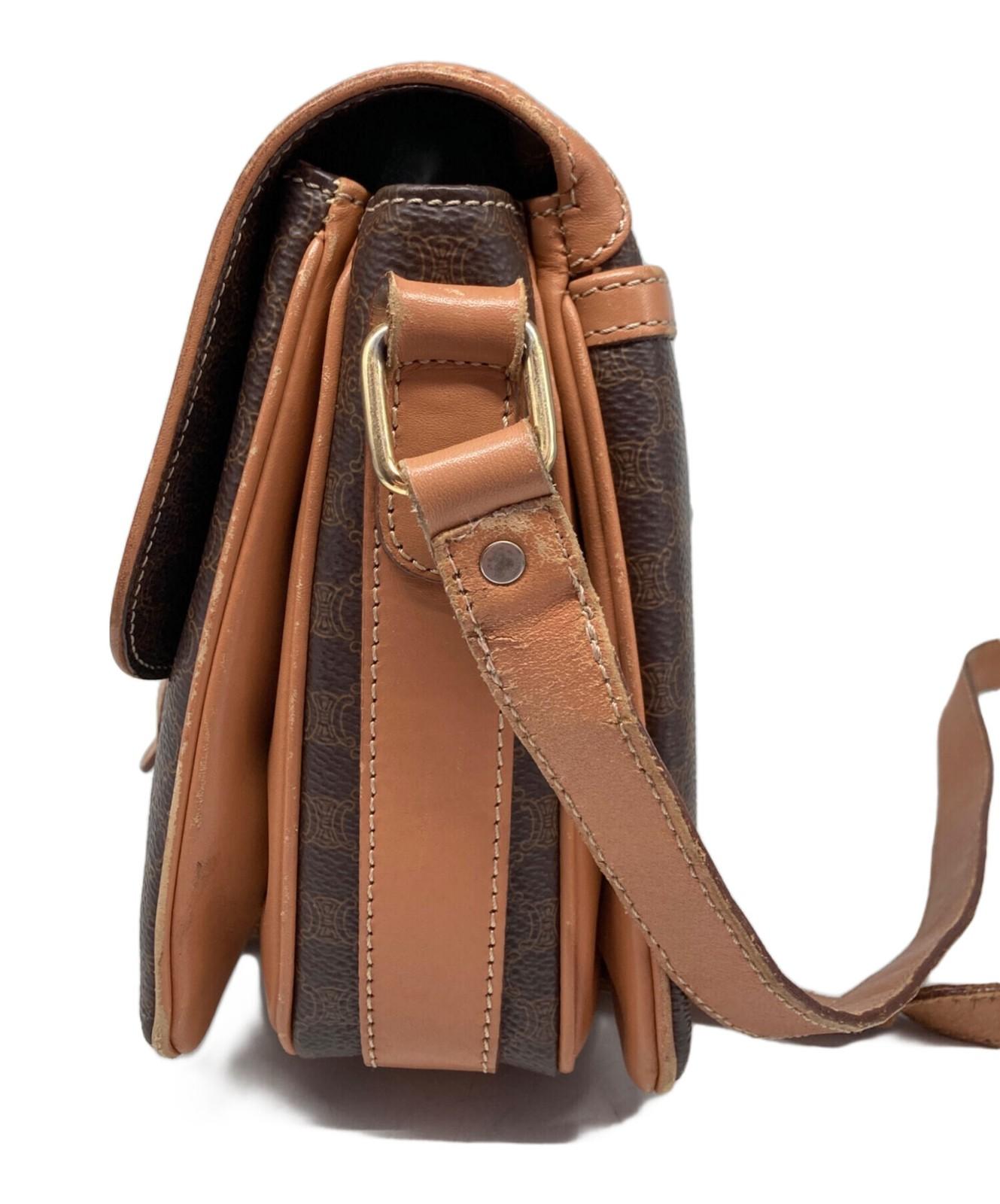 CELINE Shoulder Bag Purse Macadam Brown Authentic