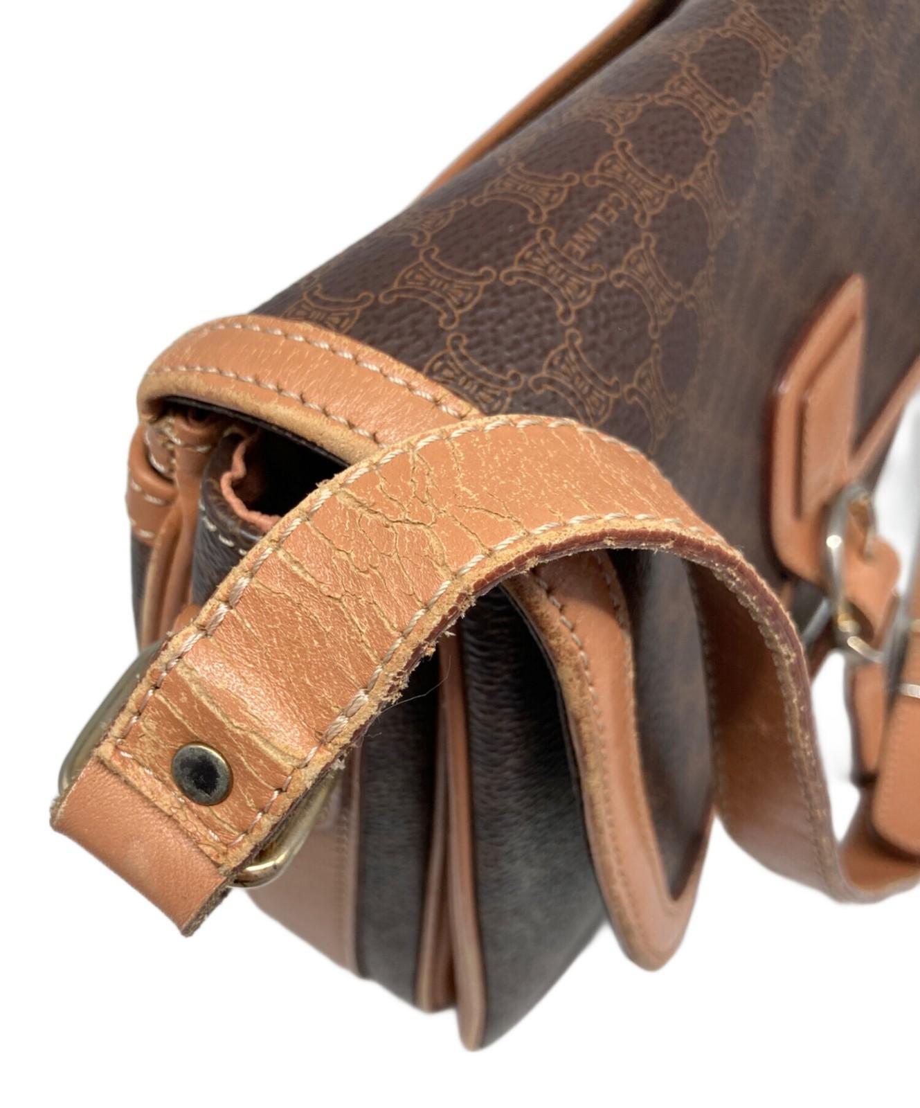 CELINE Shoulder Bag Purse Macadam Brown Authentic