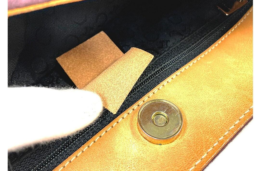 CELINE Shoulder Bag Purse C Macadam Leather Wine Red Authentic