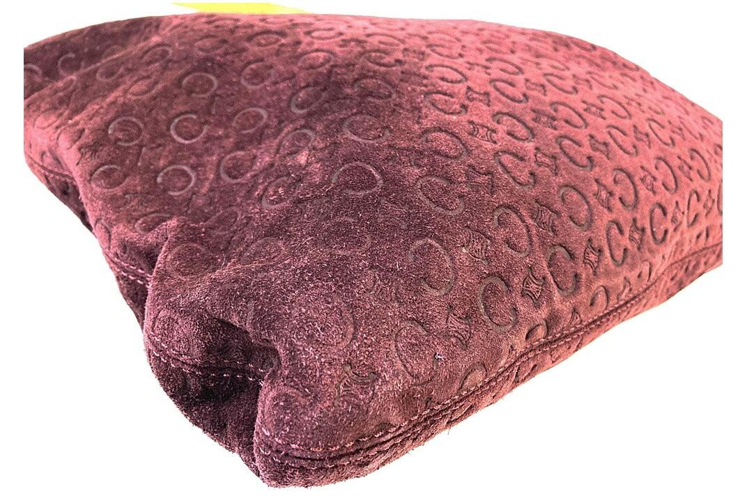 CELINE Shoulder Bag Purse C Macadam Leather Wine Red Authentic