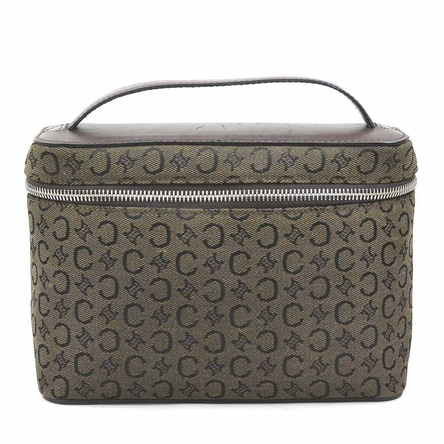 CELINE Hand Bag Tote Purse C Macadam Canvas Leather Dark Brown Authentic