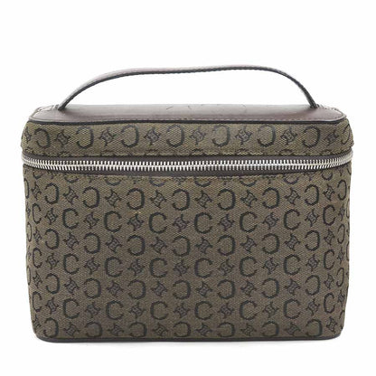 CELINE Hand Bag Tote Purse C Macadam Canvas Leather Dark Brown Authentic