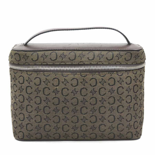 CELINE Hand Bag Tote Purse C Macadam Canvas Leather Dark Brown Authentic