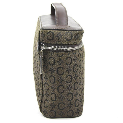 CELINE Hand Bag Tote Purse C Macadam Canvas Leather Dark Brown Authentic