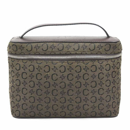 CELINE Hand Bag Tote Purse C Macadam Canvas Leather Dark Brown Authentic