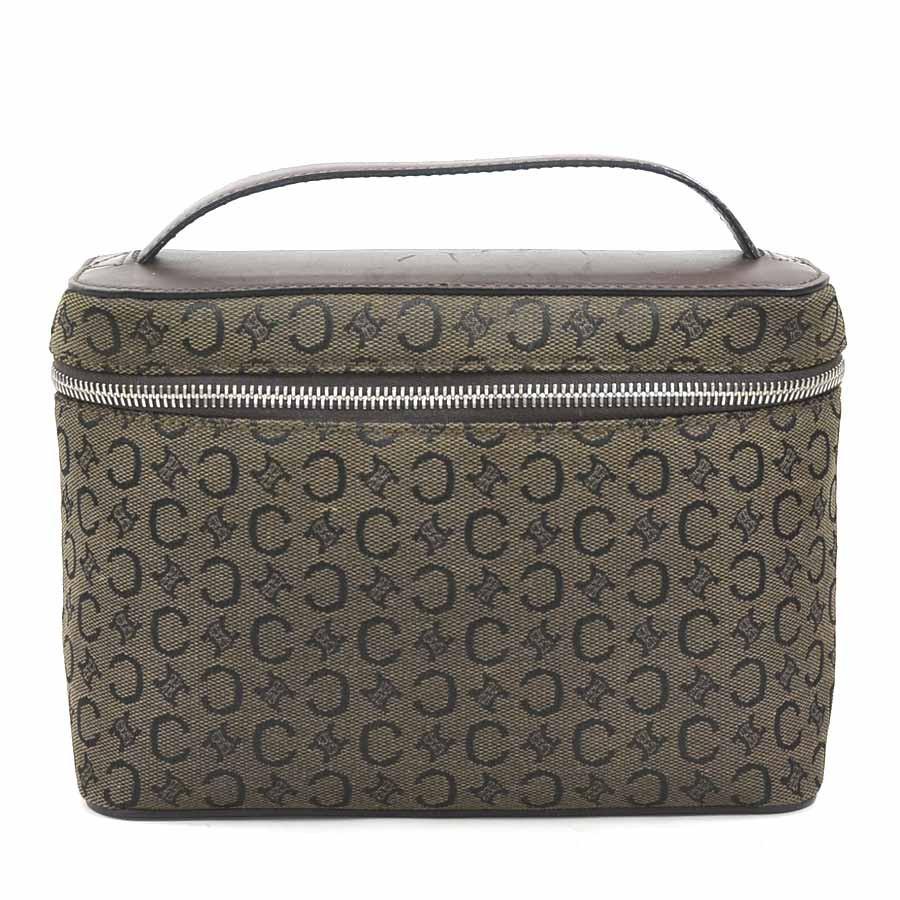 CELINE Hand Bag Tote Purse C Macadam Canvas Leather Dark Brown Authentic