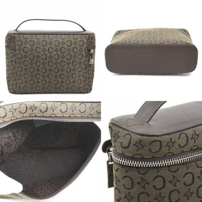 CELINE Hand Bag Tote Purse C Macadam Canvas Leather Dark Brown Authentic