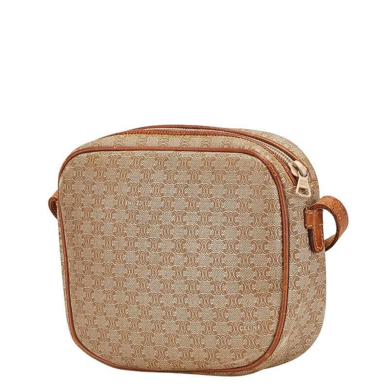 CELINE Shoulder Bag Purse Macadam PVC Leather Brown Authentic