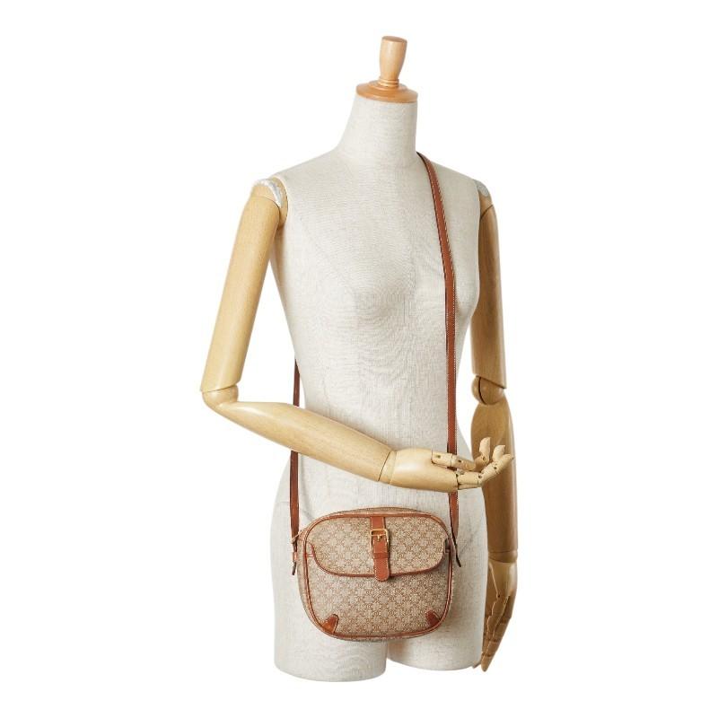 CELINE Shoulder Bag Purse Macadam PVC Leather Brown Authentic