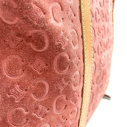 CELINE Hand Bag Tote Purse C Macadam Suede Leather Pink Authentic
