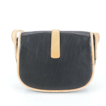 CELINE Shoulder Bag Purse Leather Black Beige Authentic