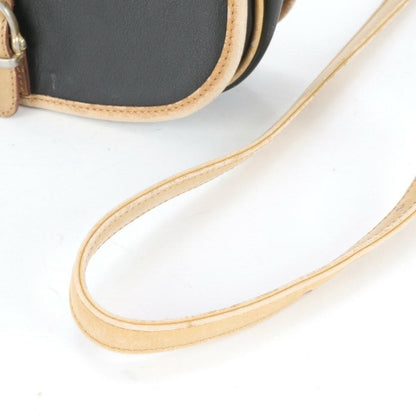 CELINE Shoulder Bag Purse Leather Black Beige Authentic