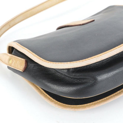 CELINE Shoulder Bag Purse Leather Black Beige Authentic