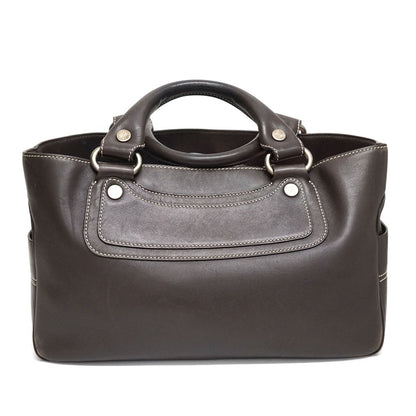 CELINE Hand Bag Tote Purse Boogie Leather Dark Brown Authentic