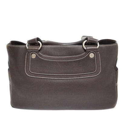 CELINE Hand Bag Tote Purse Boogie Leather Dark Brown Authentic