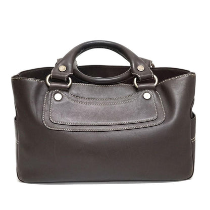 CELINE Hand Bag Tote Purse Boogie Leather Dark Brown Authentic