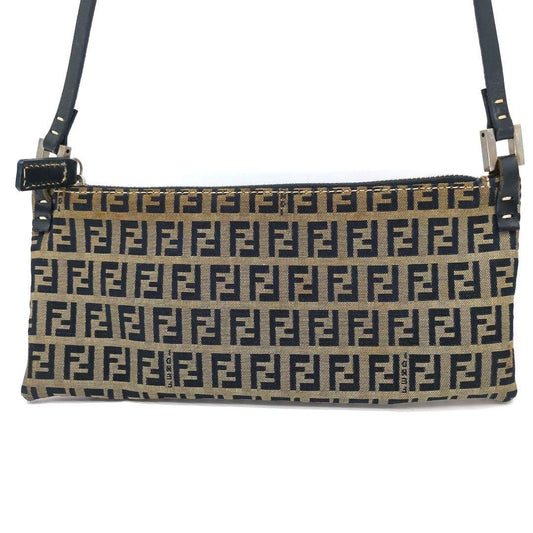 FENDI Accessory Pouch Hand Bag Tote Purse FF Zucchino Navy Authentic