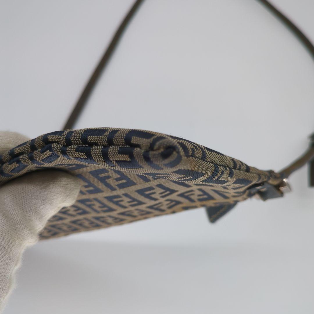 FENDI Accessory Pouch Hand Bag Tote Purse FF Zucchino Navy Authentic