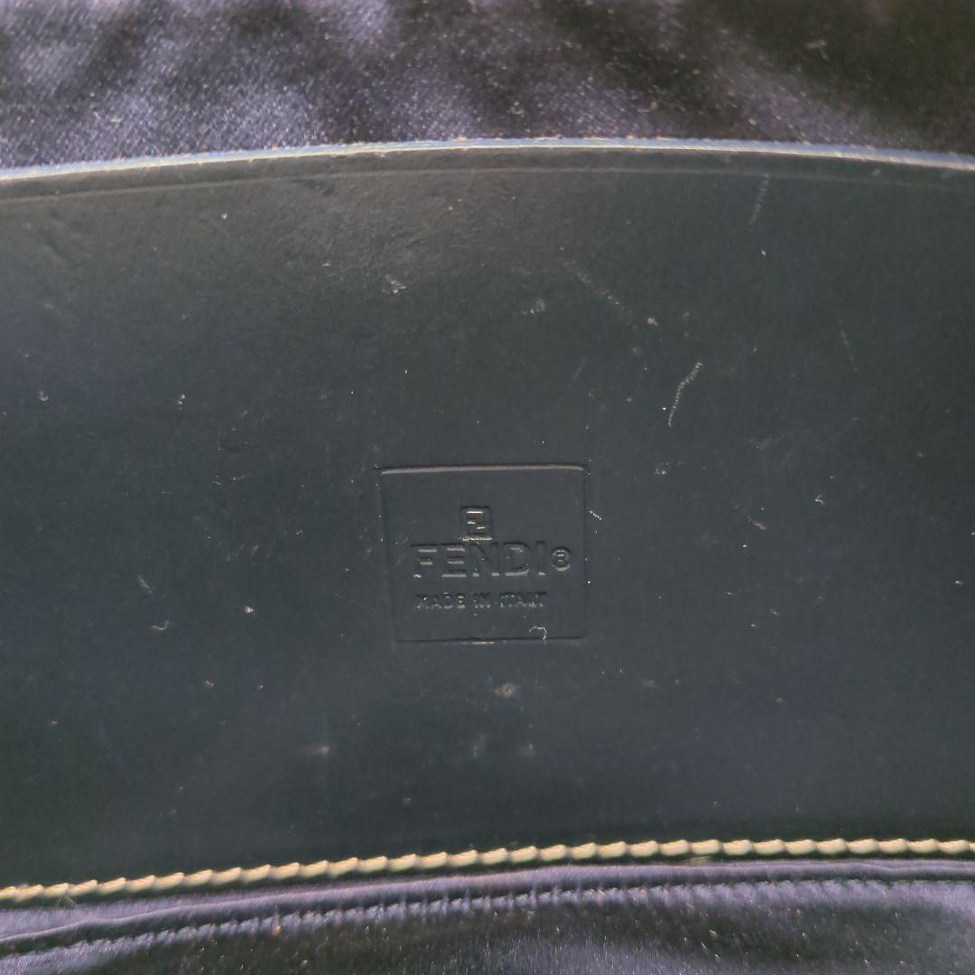 FENDI Accessory Pouch Hand Bag Tote Purse FF Zucchino Navy Authentic